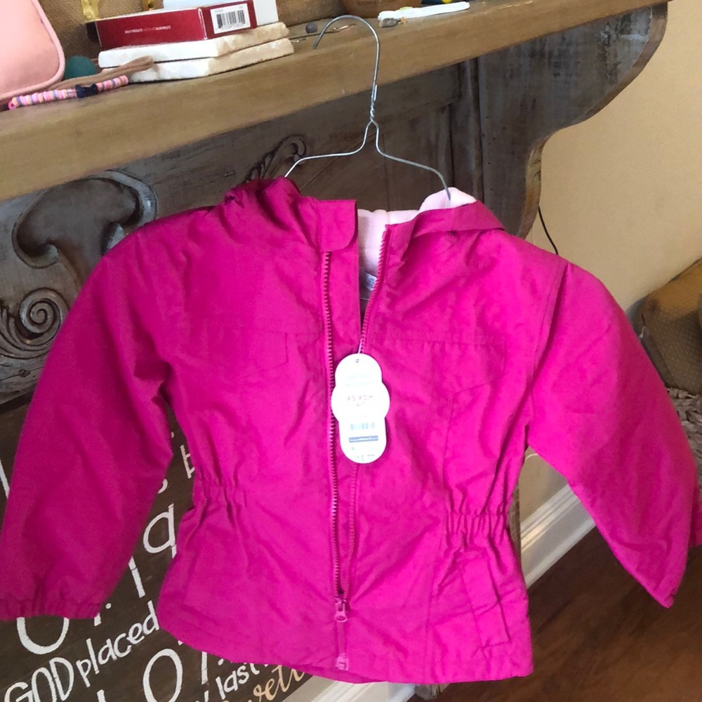 Wonder Nation water proof/resistant Raincoat lined fleece and hood/zipper jacket